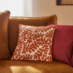 Housse de coussin en coton motif végétal