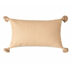 Housse de coussin en laine à pompons