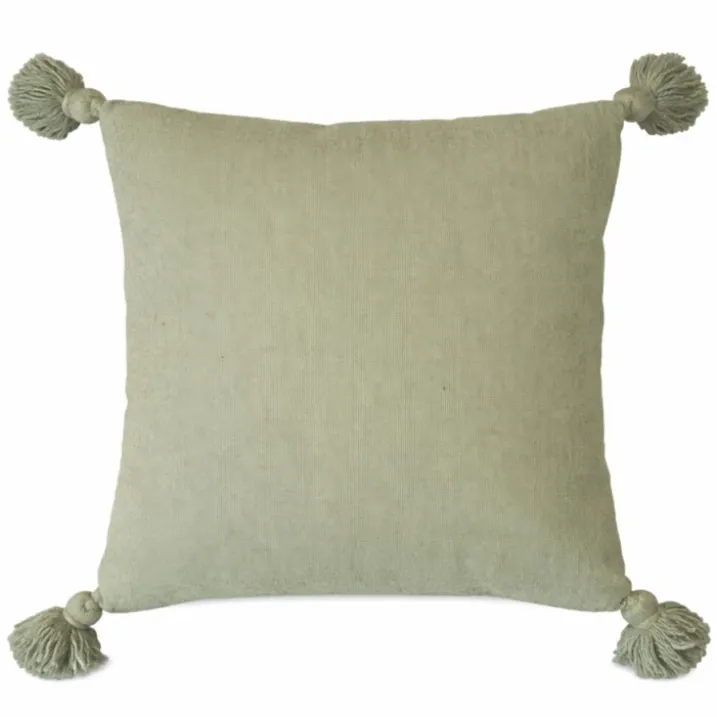 Housse de coussin en laine à pompons