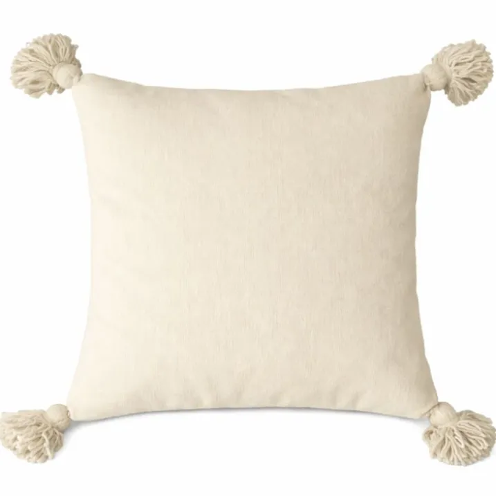 Housse de coussin en laine à pompons