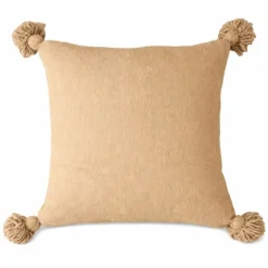 Housse de coussin en laine à pompons