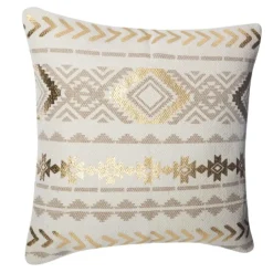 Housse de coussin ethnique et or