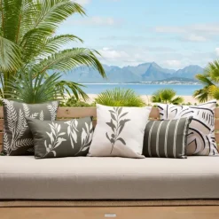 Housse de coussin extérieur motif végétal