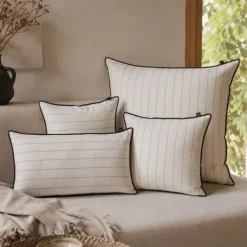 Housse de coussin rayé en lin CALVI HAOMY
