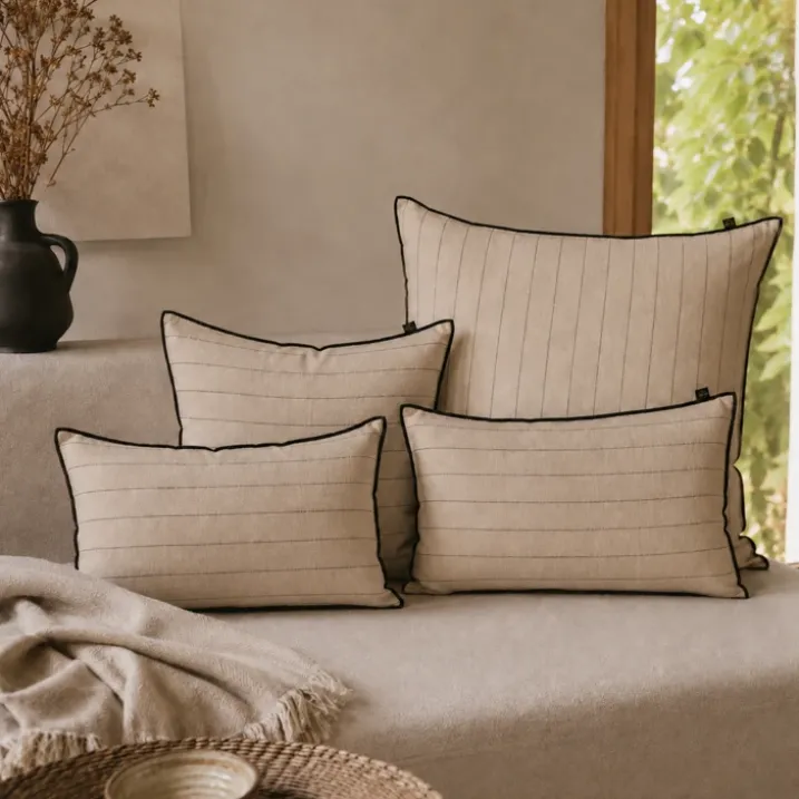 Housse de coussin rayé en lin CALVI HAOMY