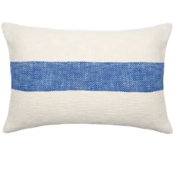 Housse de coussin rectangulaire en chambray à bande centrale