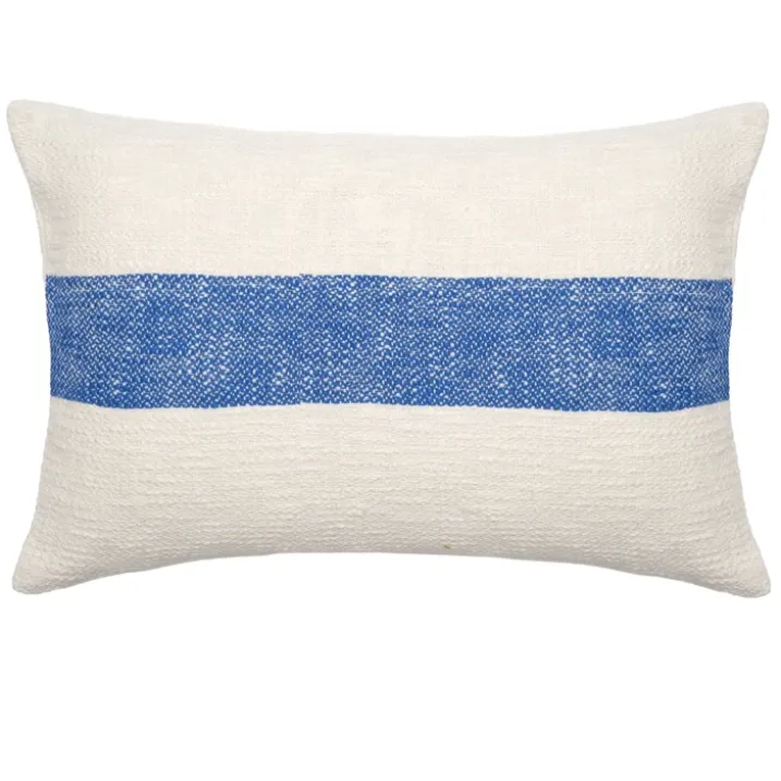 Housse de coussin rectangulaire en chambray à bande centrale