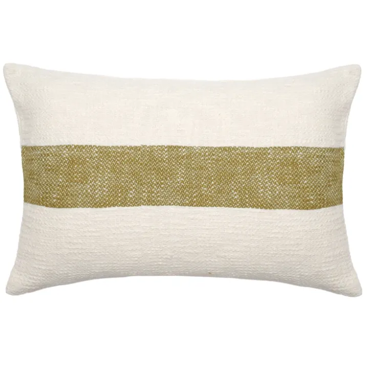 Housse de coussin rectangulaire en chambray à bande centrale