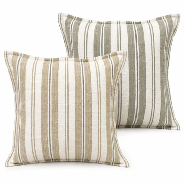 Housse de coussinrecto-verso 100% coton rayures tapissier LOURMARIN
