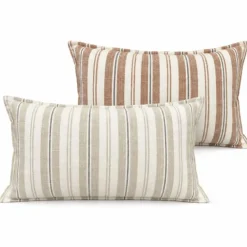 Housse de coussinrecto-verso 100% coton rayures tapissier LOURMARIN