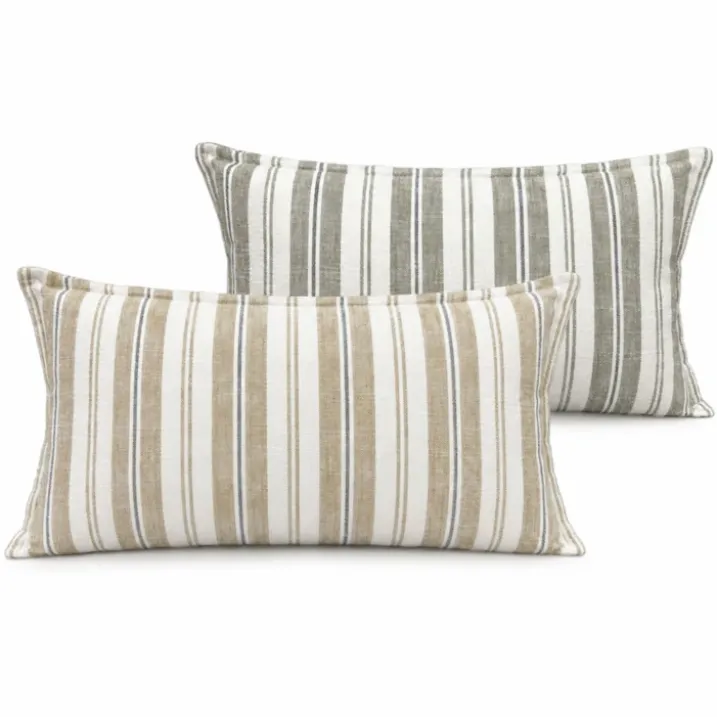 Housse de coussinrecto-verso 100% coton rayures tapissier LOURMARIN