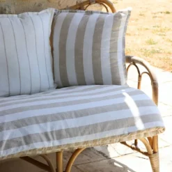 Housse de coussin recto-verso 100% coton rayures et vichy LOURMARIN