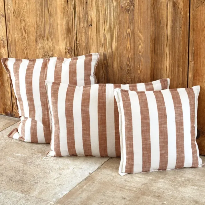 Housse de coussin recto-verso 100% coton rayures et vichy LOURMARIN