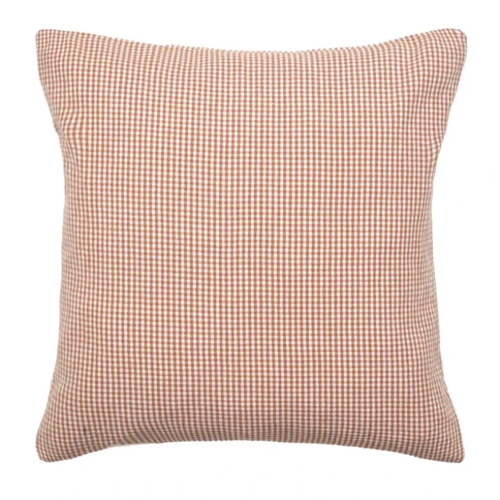 Housse de coussin vichy 100% coton lavé