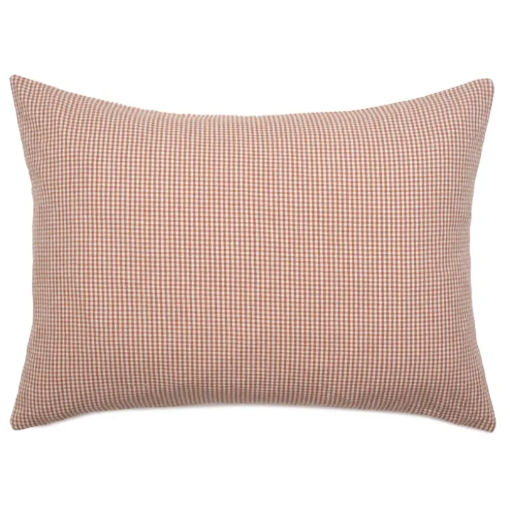 Housse de coussin vichy 100% coton lavé