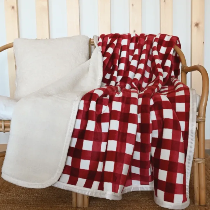 Jeté de canapé et lit motif vichy en polaire