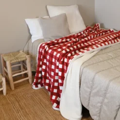 Jeté de canapé et lit motif vichy en polaire