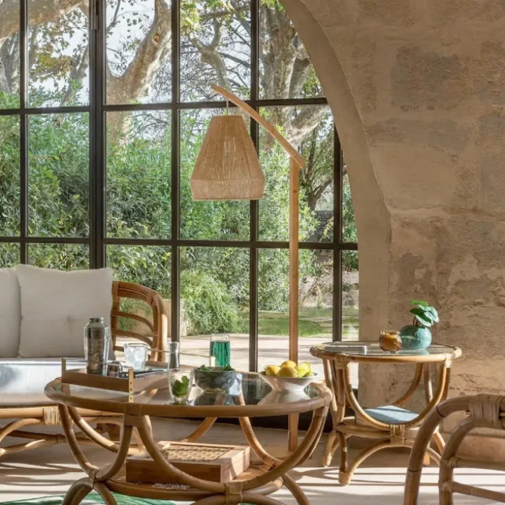 Lampadaire bohème bambou et corde