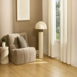 Lampadaire champignon en acier avec abat-jour arrondi