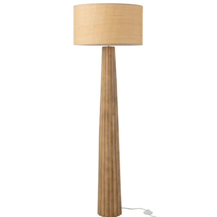 Lampadaire en bois avec abat-jour tissu