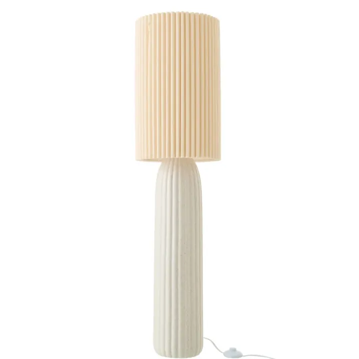Lampadaire en poterie avec abat-jour plissé