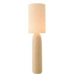 Lampadaire en poterie avec abat-jour plissé