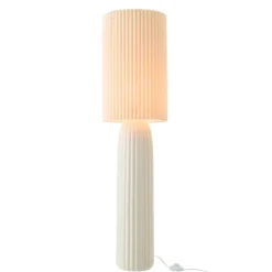 Lampadaire en poterie avec abat-jour plissé