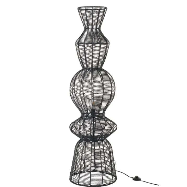Lampadaire métal ajouré structure sculpturale