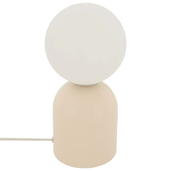 Lampe à poser avec globe opalin et base en acier