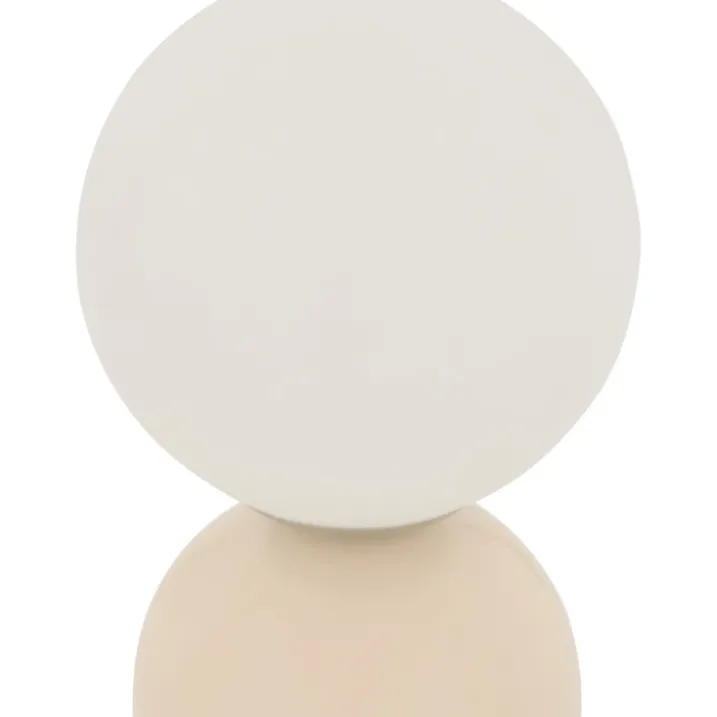 Lampe à poser avec globe opalin et base en acier