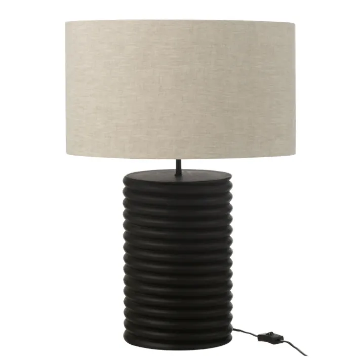 Lampe à poser en bois avec abat-jour tissu