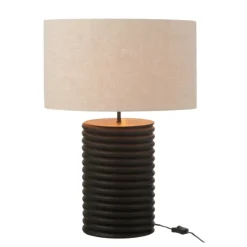 Lampe à poser en bois avec abat-jour tissu