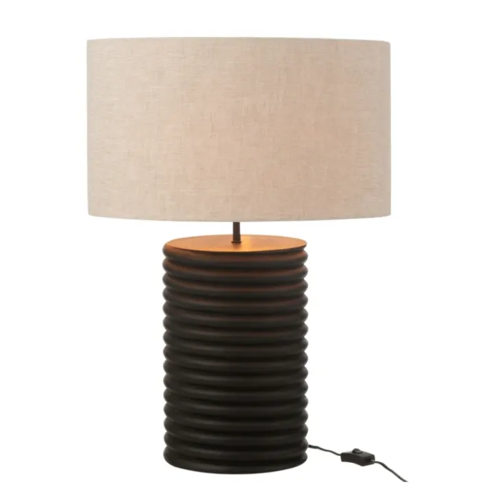Lampe à poser en bois avec abat-jour tissu