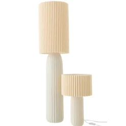 Lampe à poser en poterie avec abat-jour plissé