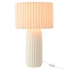 Lampe à poser en poterie avec abat-jour plissé