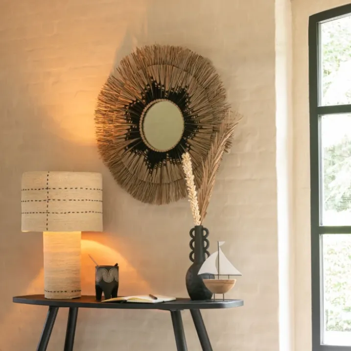 Lampe à poser pontillés en jonc de mer naturel
