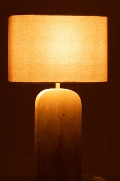 Lampe à poser travertin avec abat-jour tissu