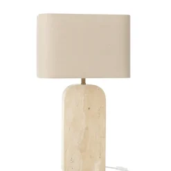 Lampe à poser travertin avec abat-jour tissu