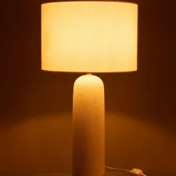 Lampe sur pied en terre cuite et lin