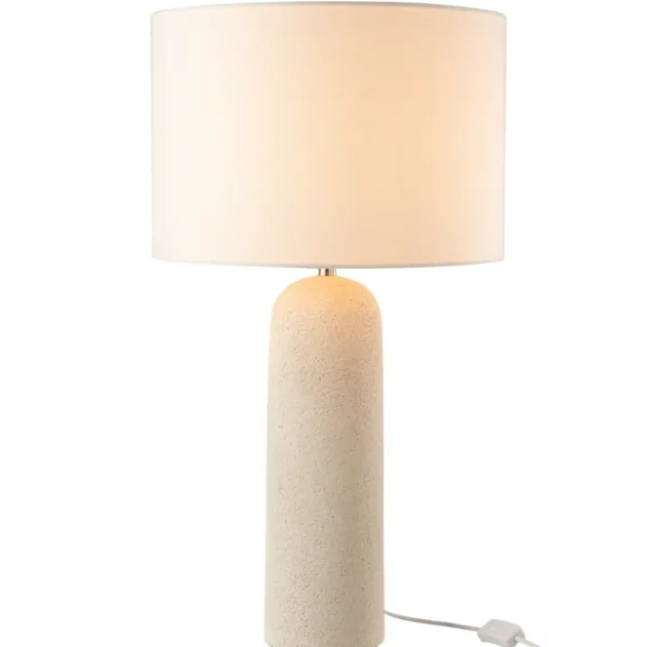 Lampe sur pied en terre cuite et lin