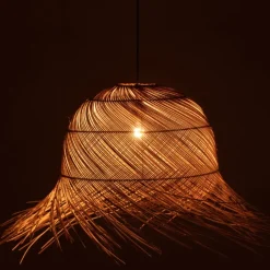 Lampe suspendue ronde en rotin