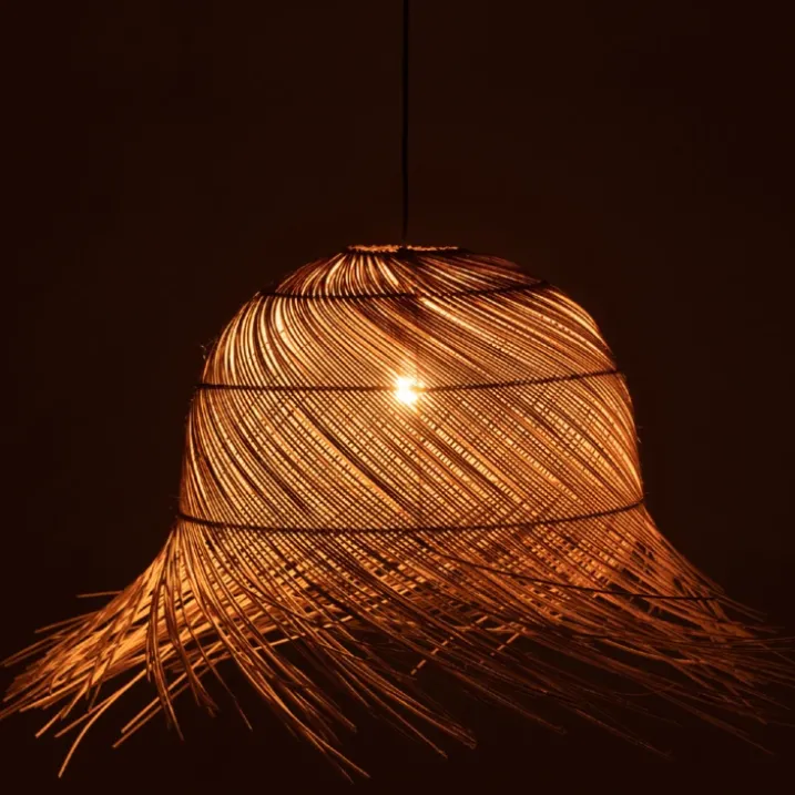 Lampe suspendue ronde en rotin