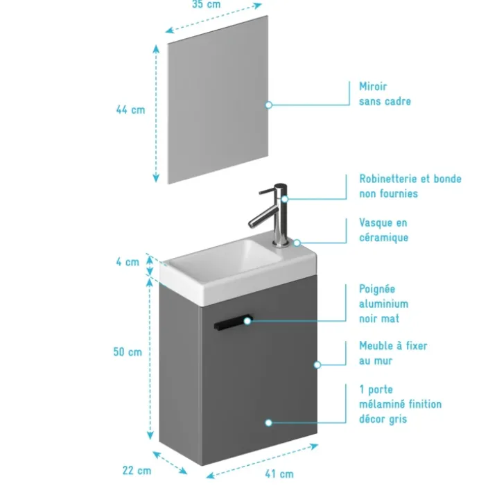 Lave main avec miroir