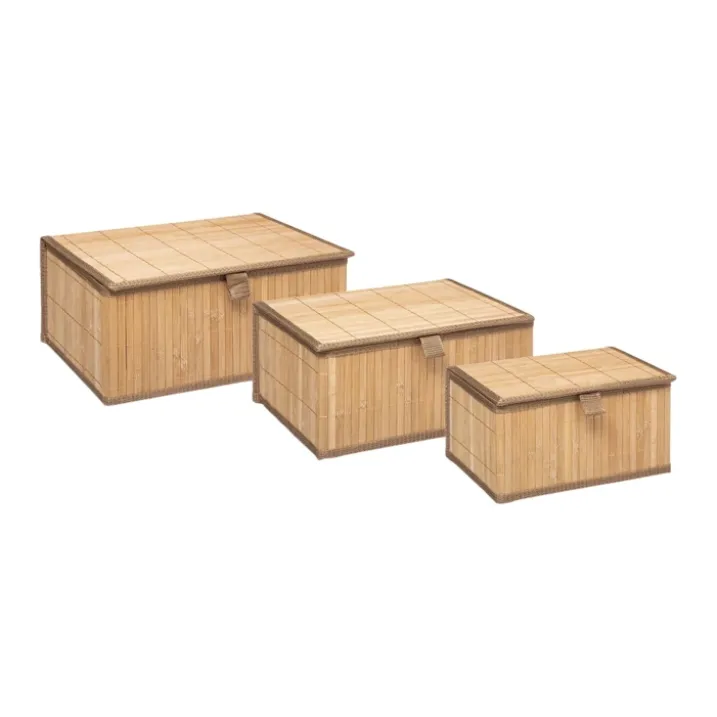 Lot de 3 boîtes de rangement en bambou