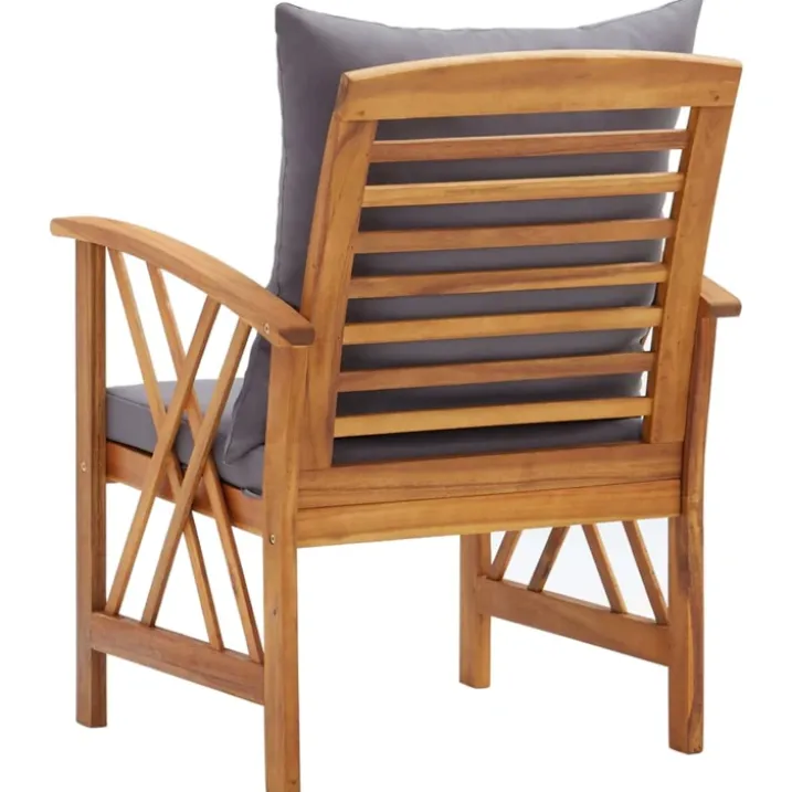 Lot de 2 chaises de jardin en bois avec coussins