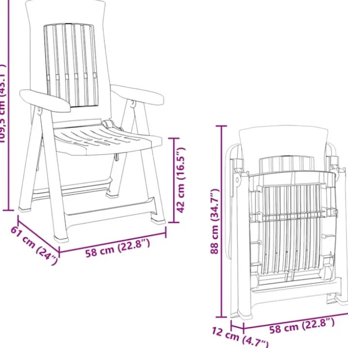 Lot de 2 chaises de jardin inclinables pliantes