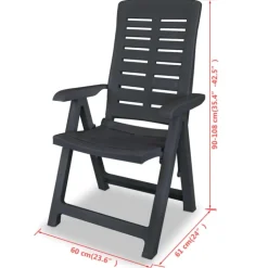 Lot de 2 chaises de jardin inclinables pliables