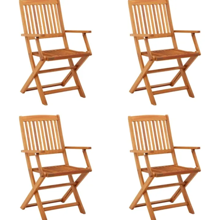 Lot de 4 chaises de jardin pliantes en bois