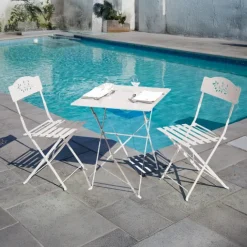 Lot de deux chaises de jardin pliante en acier