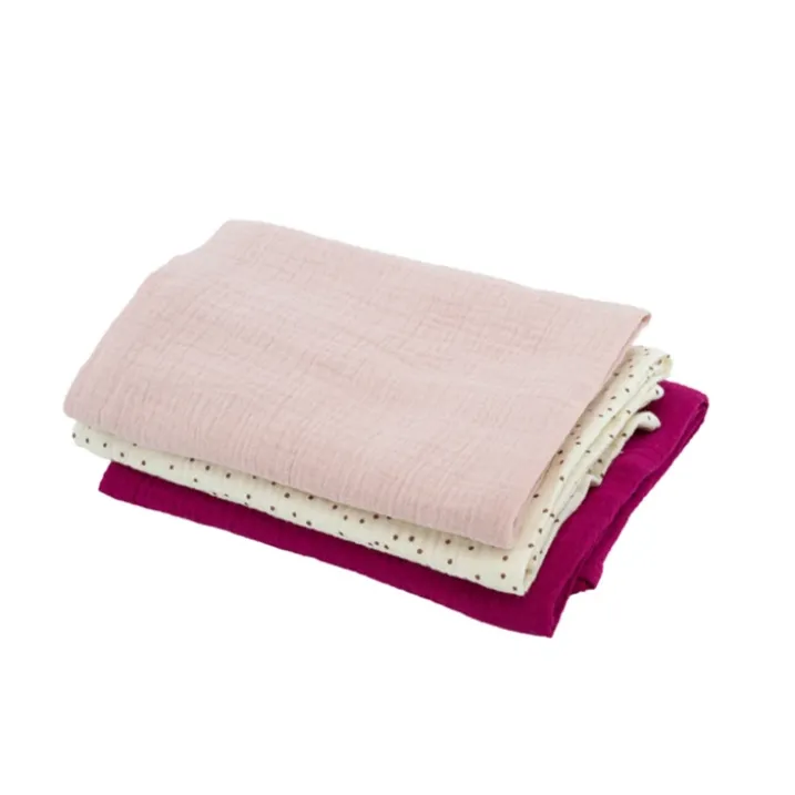 Lot de 3 langes bébé en mousseline